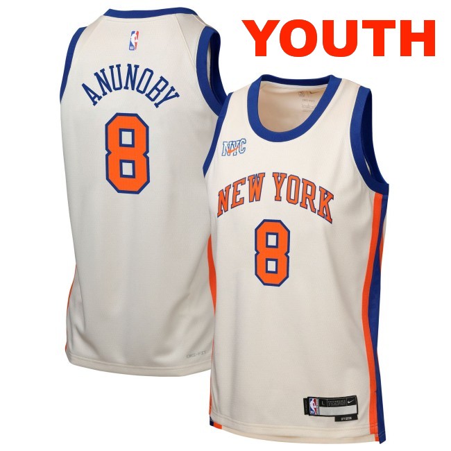 Youth New York Knicks #8 OG Anunoby White 2025-26 City Edition Swingman Stitched Jersey
