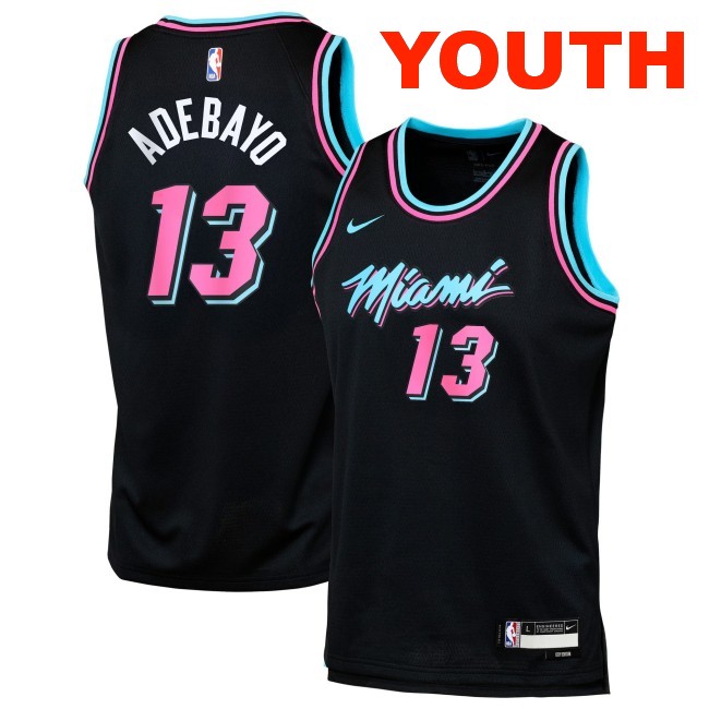 Youth Miami Heat #13 Bam Adebayo Black 2025-26 City Edition Swingman Stitched Jersey