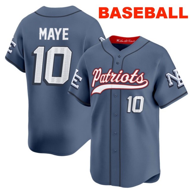 Men's New England Patriots #10 Drake Maye Storm Blue 2025 Baseball Nike Limited Stitched Jersey