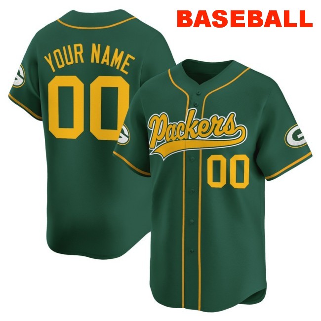 Nike Green Bay Packers Custom Baseball 2025 Limited Stitched Jersey Green