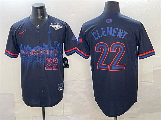 Men's Toronto Blue Jays #22 Ernie Clement Black 2025 World Series City Connect Limited Stitched Baseball Jersey