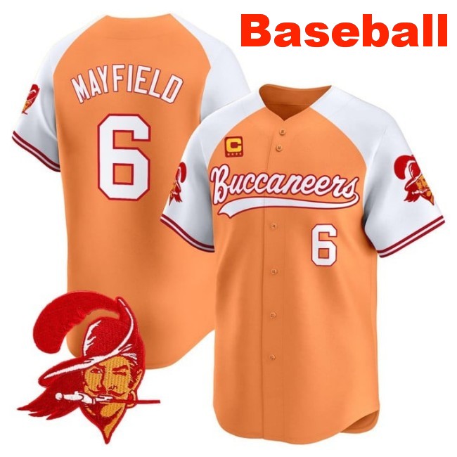 Men's Tampa Bay Buccaneers #6 Baker Mayfield Baseball Nike Limited Stitched Jersey Orange White