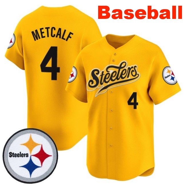 Men's Pittsburgh Steelers #4 DK Metcalf Baseball 2025 Nike Limited V3 Stitched Jersey Gold