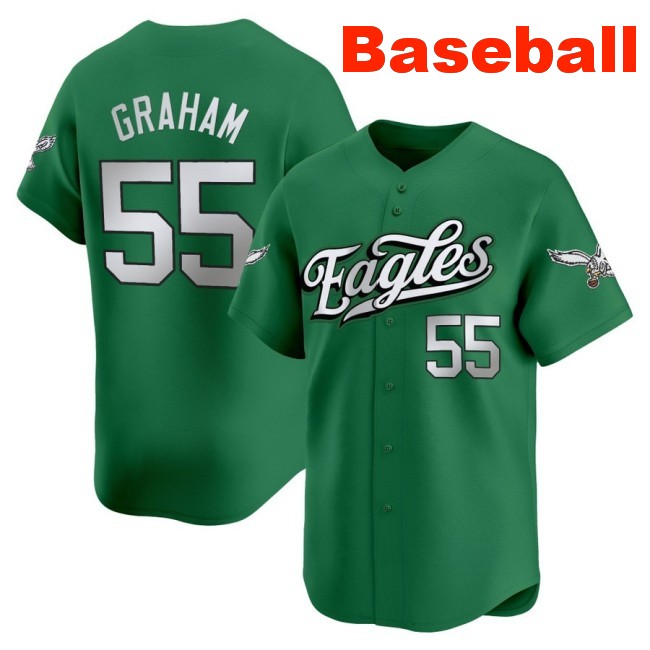 Men's Philadelphia Eagles #55 Brandon Graham Baseball 2025 Nike Limited V2 Stitched Jersey Kelly Green