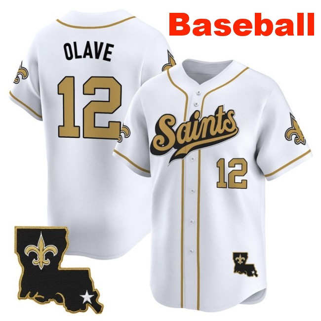 Men's New Orleans Saints #12 Chris Olave Baseball 2025 Nike Limited Stitched Jersey White