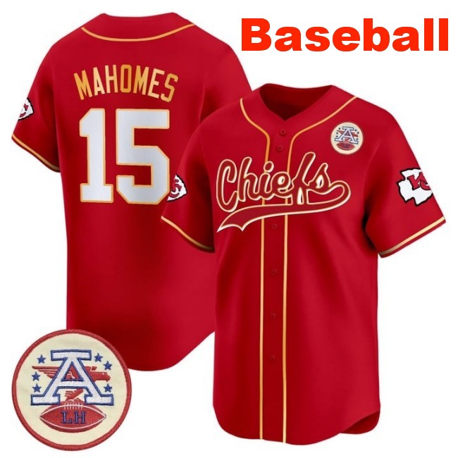 Men's Kansas City Chiefs #15 Patrick Mahomes Baseball 2025 Nike Limited Stitched Jersey Red