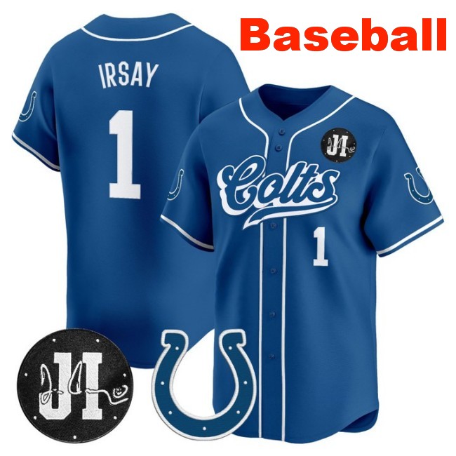 Men's Indianapolis Colts #1 Jim Irsay Baseball Nike 2025 Jim Irsay Patch Limited Stitched Jersey Royal