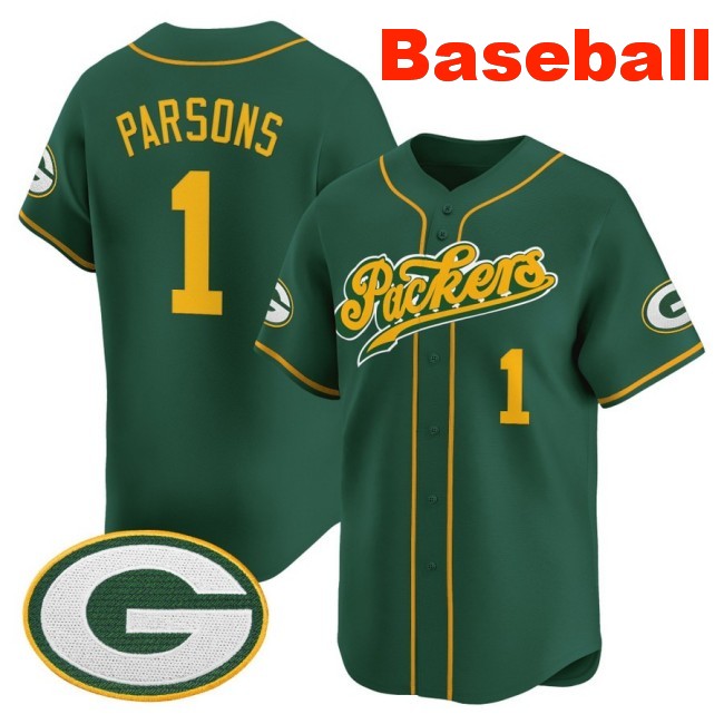 Men's Green Bay Packers #1 Micah Parsons Baseball 2025 Nike Limited V2 Stitched Jersey Green