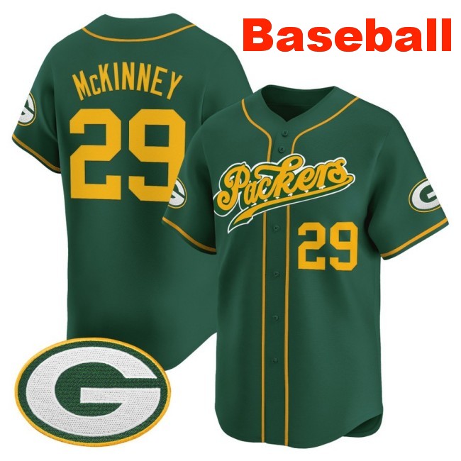 Men's Green Bay Packers #29 Xavier McKinney Baseball 2025 Nike Limited V2 Stitched Jersey Green