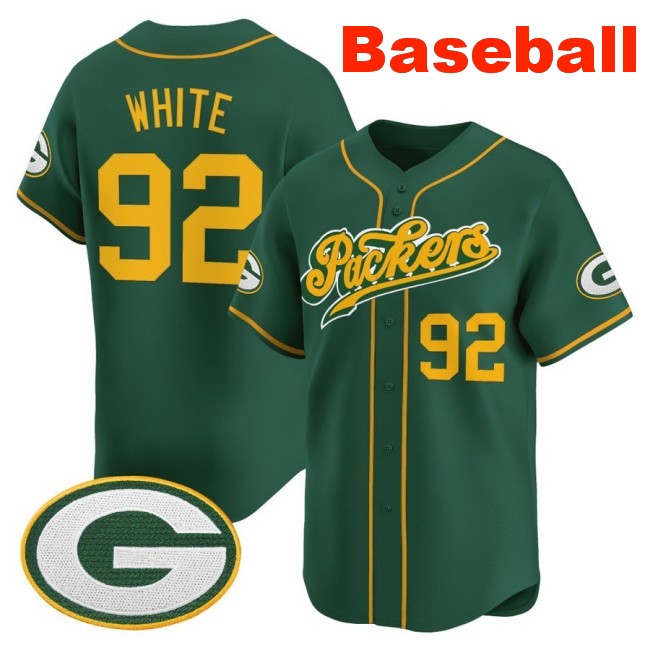 Men's Green Bay Packers #92 Reggie White Baseball 2025 Nike Limited V2 Stitched Jersey Green