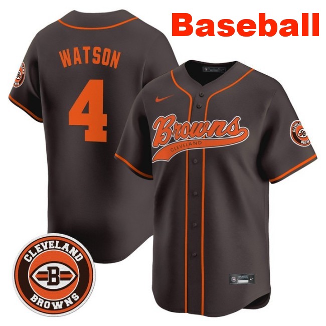Men's Cleveland Browns #4 Deshaun Watson Baseball 2025 Nike Limited Stitched Jersey Brown