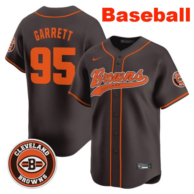Men's Cleveland Browns #95 Myles Garrett Baseball 2025 Nike Limited Stitched Jersey Brown