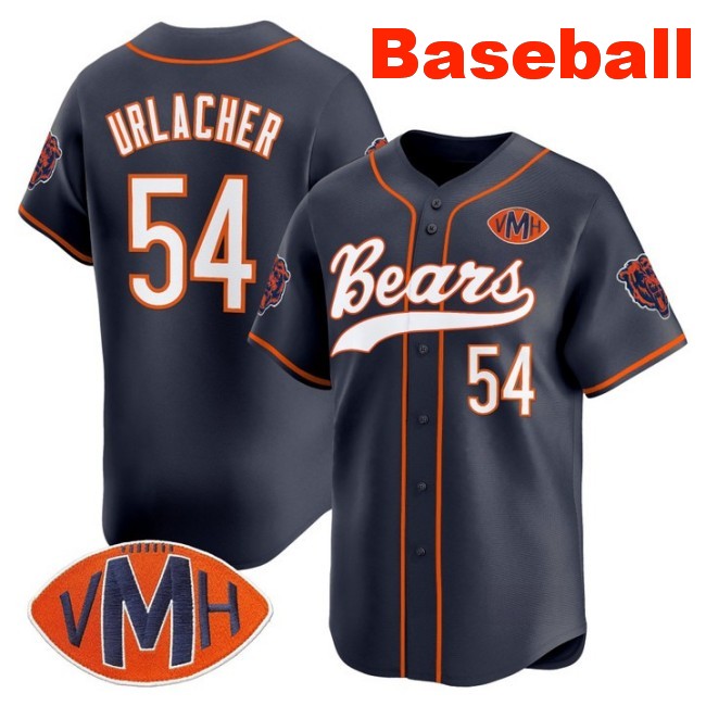 Men's Chicago Bears #54 Brian Urlacher Baseball 2025 Nike Limited Stitched Jersey Navy
