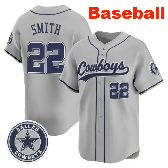 Men's Dallas Cowboys #22 Emmitt Smith Baseball Nike Limited Stitched Jersey Grey