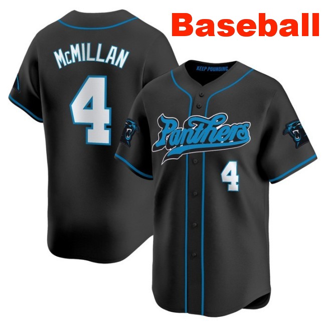 Men's Carolina Panthers #4 Tetairoa McMillan Baseball 2025 Nike Limited Stitched Jersey Black