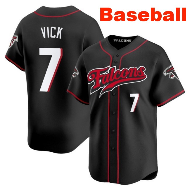Men's Atlanta Falcons #7 Michael Vick Baseball 2025 Nike Limited Stitched Jersey Black