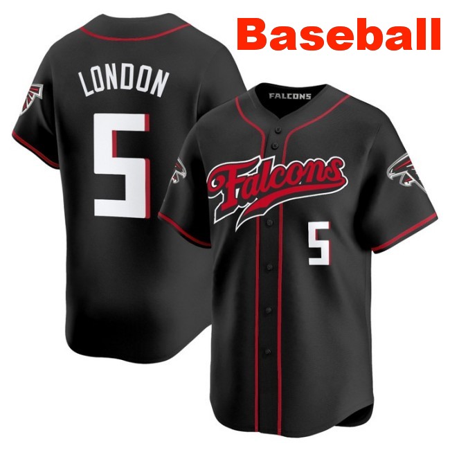 Men's Atlanta Falcons #5 Drake London Baseball 2025 Nike Limited Stitched Jersey Black