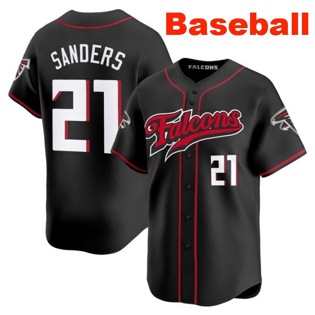 Men's Atlanta Falcons #21 Deion Sanders Baseball 2025 Nike Limited Stitched Jersey Black
