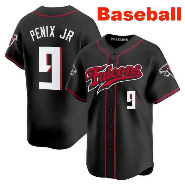 Men's Atlanta Falcons #9 Michael Penix Jr. Baseball 2025 Nike Limited Stitched Jersey Black