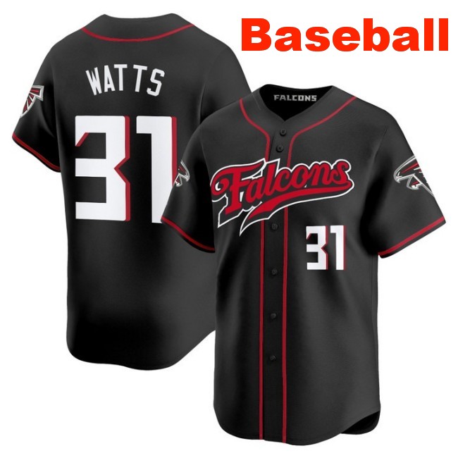 Men's Atlanta Falcons #31 Xavier Watts Baseball 2025 Nike Limited Stitched Jersey Black