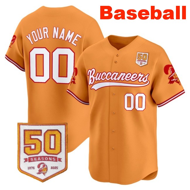 Nike Tampa Bay Buccaneers Custom Baseball 50th Season Patch Limited Stitched Jersey Creamsicle