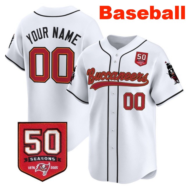 Nike Tampa Bay Buccaneers Custom Baseball 50th Season Patch Limited Stitched Jersey White