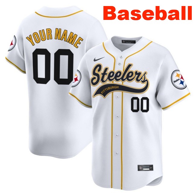 Nike Pittsburgh Steelers Custom Baseball 2025 Limited V2 Stitched Jersey White