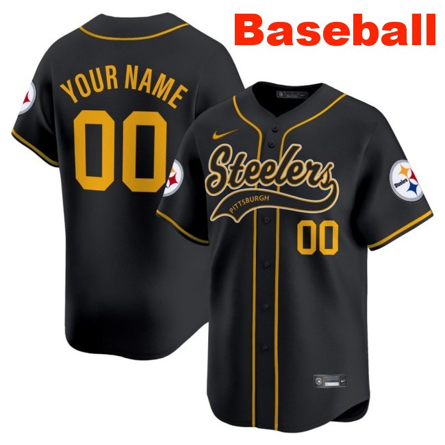 Nike Pittsburgh Steelers Custom Baseball 2025 Limited V2 Stitched Jersey Black