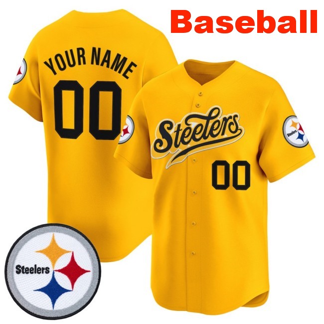 Nike Pittsburgh Steelers Custom Baseball 2025 Limited V3 Stitched Jersey Gold