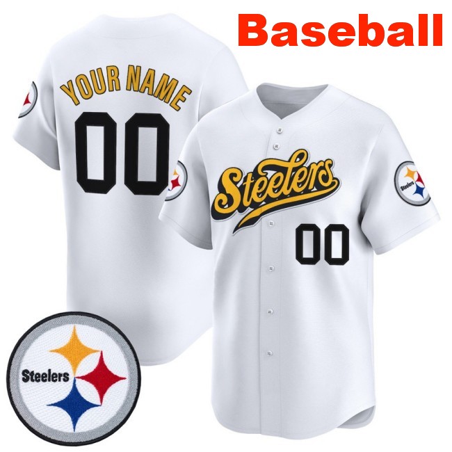 Nike Pittsburgh Steelers Custom Baseball 2025 Limited V3 Stitched Jersey White