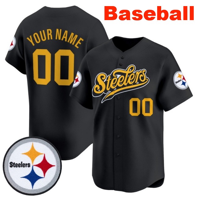 Nike Pittsburgh Steelers Custom Baseball 2025 Limited V3 Stitched Jersey Black