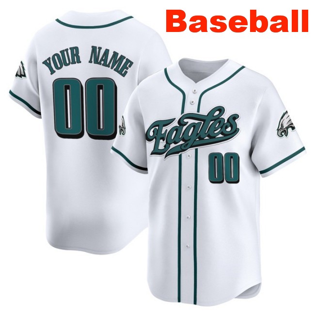Nike Philadelphia Eagles Custom Baseball 2025 Limited V2 Stitched Jersey White
