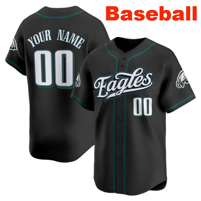 Nike Philadelphia Eagles Custom Baseball 2025 Limited V2 Stitched Jersey Black