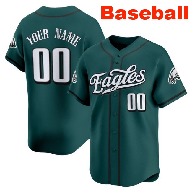 Nike Philadelphia Eagles Custom Baseball 2025 Limited V2 Stitched Jersey Midnight Green