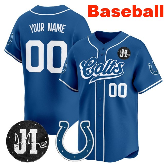 Nike Indianapolis Colts Custom Baseball 2025 Jim Irsay Patch Limited Stitched Jersey Royal