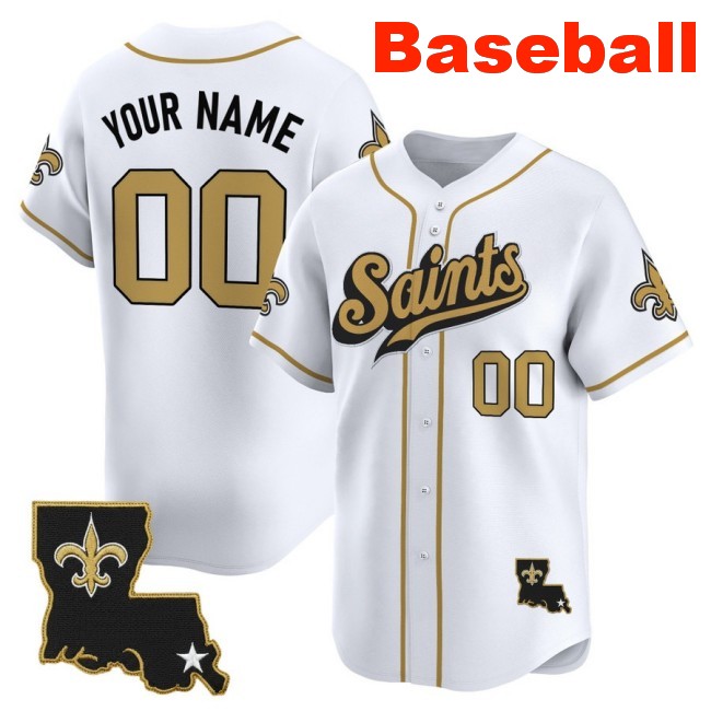 Nike New Orleans Saints Custom Baseball 2025 Limited Stitched Jersey White