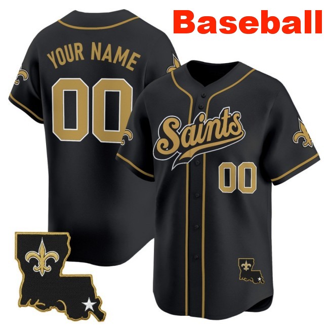 Nike New Orleans Saints Custom Baseball 2025 Limited Stitched Jersey Black