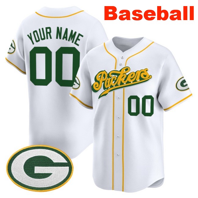 Nike Green Bay Packers Custom Baseball 2025 Limited V2 Stitched Jersey White