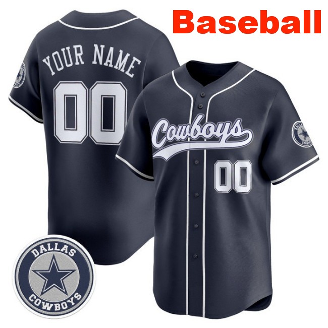 Nike Dallas Cowboys Custom Baseball 2025 Limited Stitched Jersey Navy