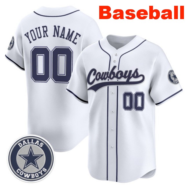 Nike Dallas Cowboys Custom Baseball 2025 Limited Stitched Jersey White