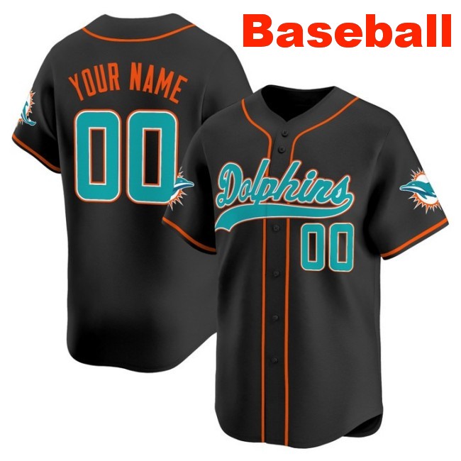 Nike Miami Dolphins Custom Baseball 2025 Limited Stitched Jersey Black