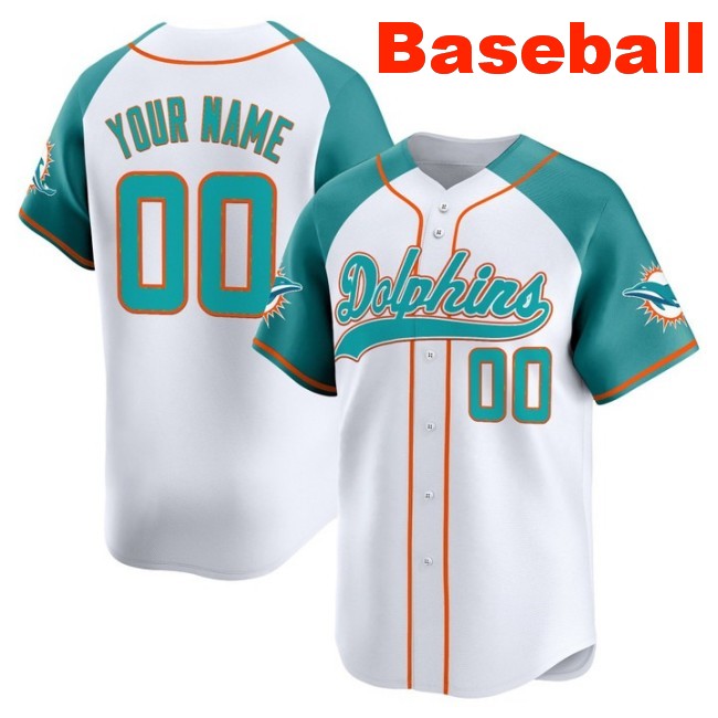 Nike Miami Dolphins Custom Baseball 2025 Limited Stitched Jersey Aqua Alternate