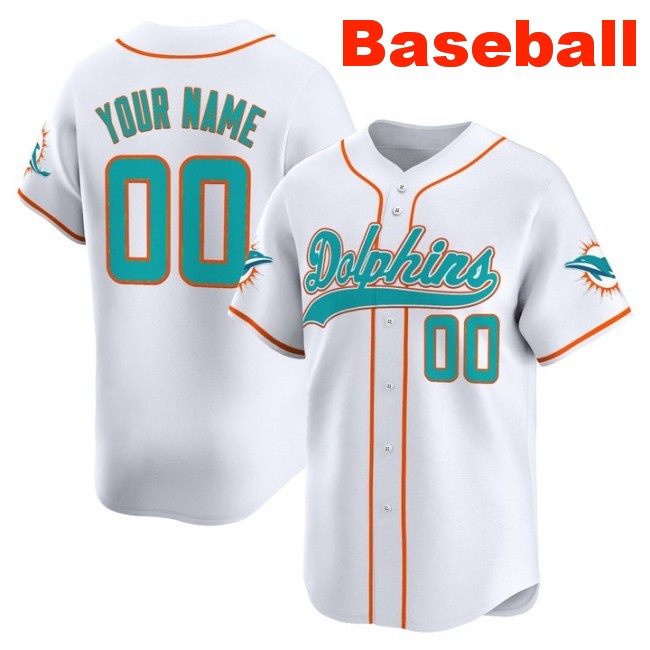 Nike Miami Dolphins Custom Baseball 2025 Limited Stitched Jersey White