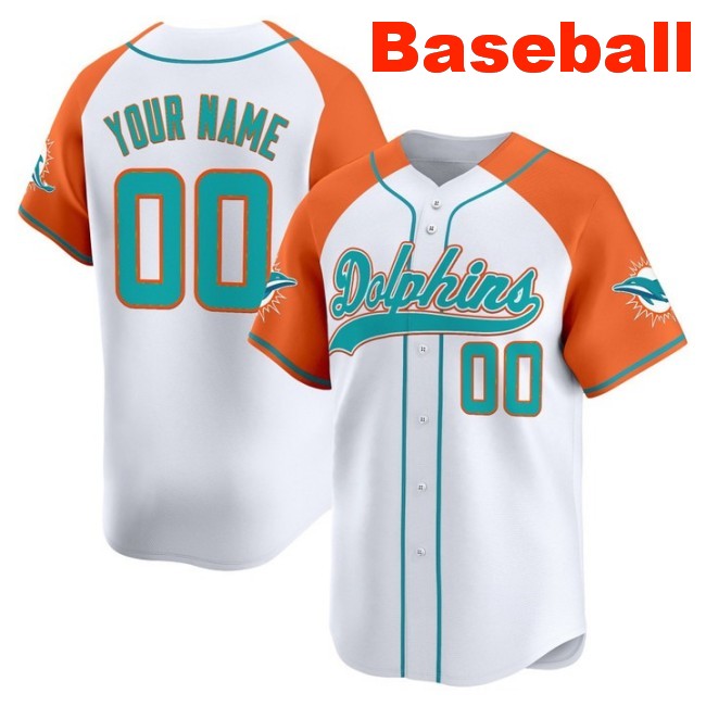 Nike Miami Dolphins Custom Baseball 2025 Limited Stitched Jersey Orange Alternate