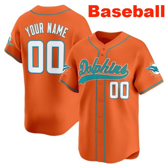 Nike Miami Dolphins Custom Baseball 2025 Limited Stitched Jersey Orange