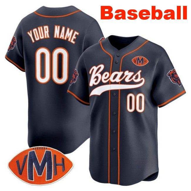 Nike Chicago Bears Custom Baseball 2025 Limited Stitched Jersey Navy