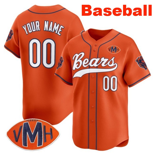 Nike Chicago Bears Custom Baseball 2025 Limited Stitched Jersey Orange