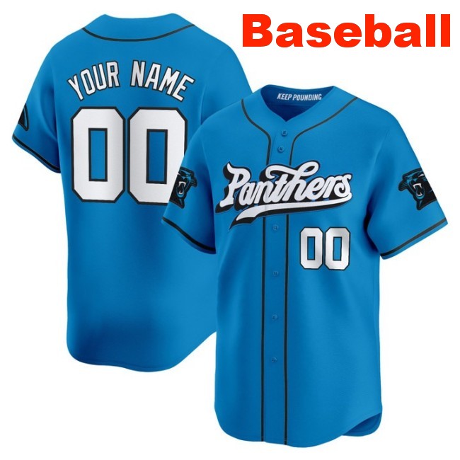 Nike Carolina Panthers Custom Baseball 2025 Limited Stitched Jersey Blue