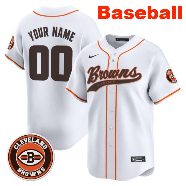 Nike Cleveland Browns Custom Baseball 2025 Vapor Limited Stitched Jersey White