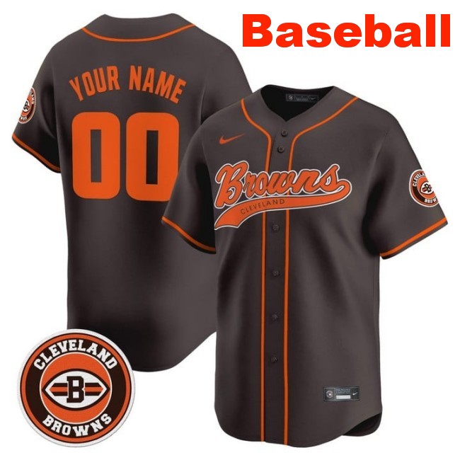 Nike Cleveland Browns Custom Baseball 2025 Vapor Limited Stitched Jersey Brown